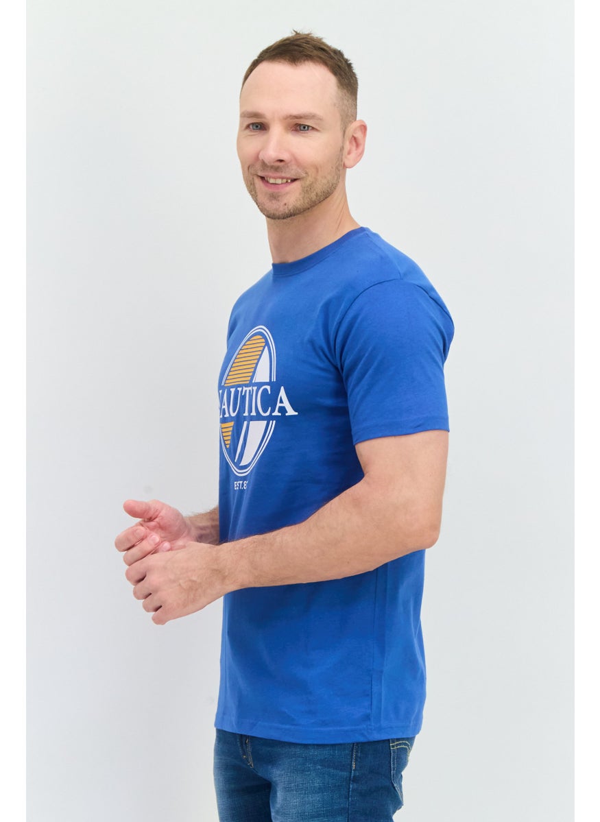 NAUTICA Men Crew Neck Short Sleeve Brand Logo T Shirt, Blue  - Image 2