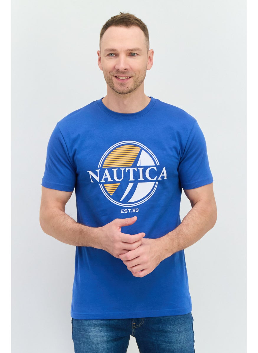 NAUTICA Men Crew Neck Short Sleeve Brand Logo T Shirt, Blue  - Image 1