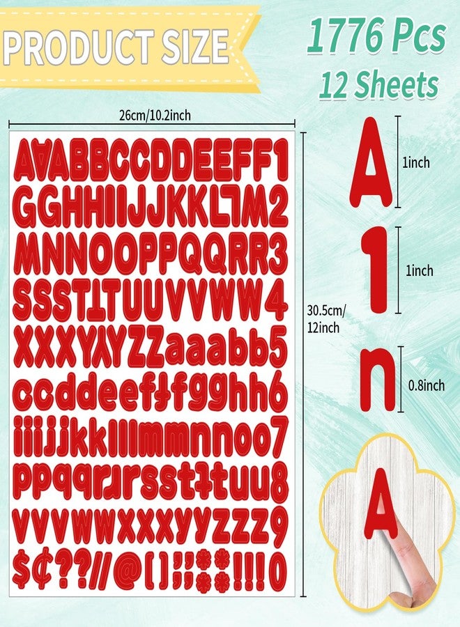 starboling Alphabet Sticker,1''Inch 12 Sheets Red Letter Stickers,Self Adhesive Vinyl Letter Stickers Mailbox Numbers,Self Adhesive Letters Stickers for Bulletin Boards Classroom Home Decor(Red) - Image 2