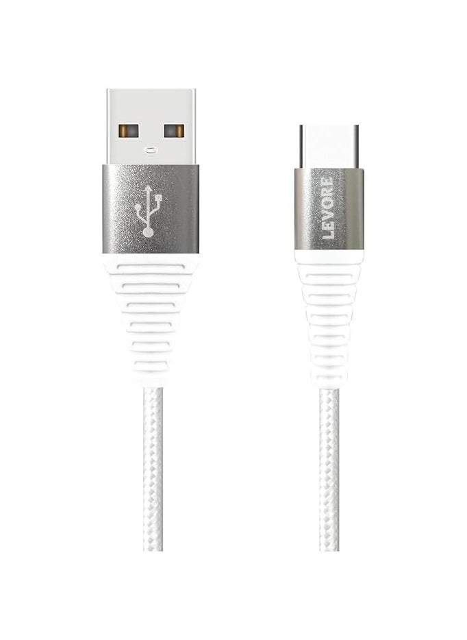 LEVORE Levore Nylon USB-A to USB-C Cable, 1.8 Meter Length, White  - Image 2