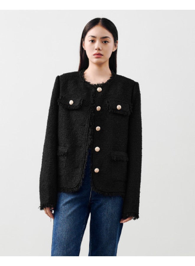 Waxbird Butterfly Yarn Brushed Tweed Jacket For Women, Autumn Wear, Exquisite Tweed, High-end Jacket - Image 1