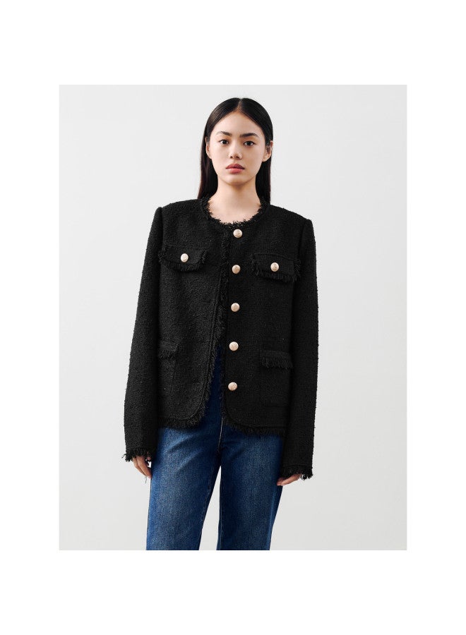 Waxbird Butterfly Yarn Brushed Tweed Jacket For Women, Autumn Wear, Exquisite Tweed, High-end Jacket - Image 5