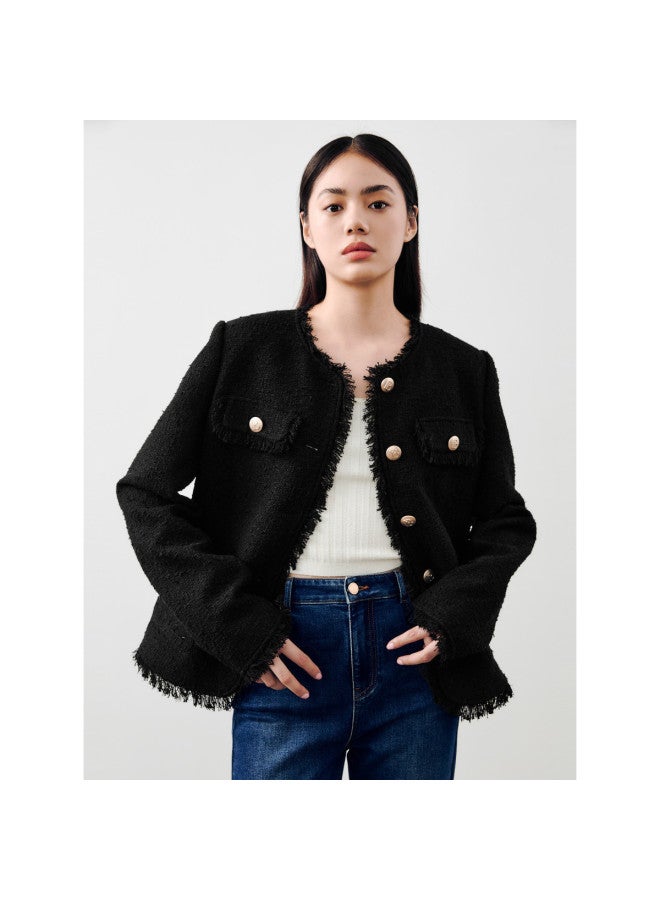 Waxbird Butterfly Yarn Brushed Tweed Jacket For Women, Autumn Wear, Exquisite Tweed, High-end Jacket - Image 2