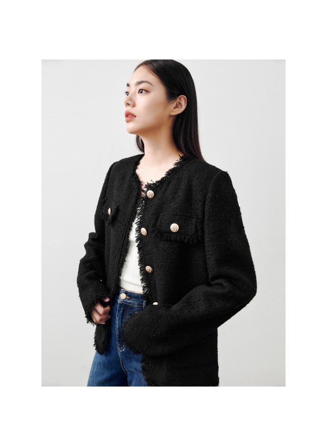Waxbird Butterfly Yarn Brushed Tweed Jacket For Women, Autumn Wear, Exquisite Tweed, High-end Jacket - Image 4
