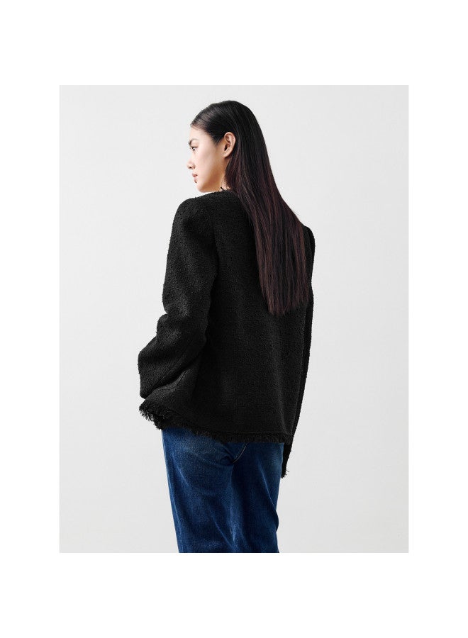Waxbird Butterfly Yarn Brushed Tweed Jacket For Women, Autumn Wear, Exquisite Tweed, High-end Jacket - Image 3