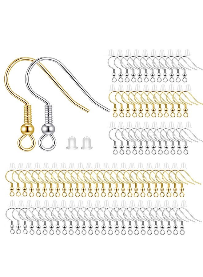BEADNOVA Earring Hooks 300Pcs Earring Kits With Rubber Earring Backs Earring Hook For Jewelry Making Diy Earring Supplies (300Pcs Mix Earring Hooks And 300Pcs Earring Backs Total 600Pcs) - Image 1
