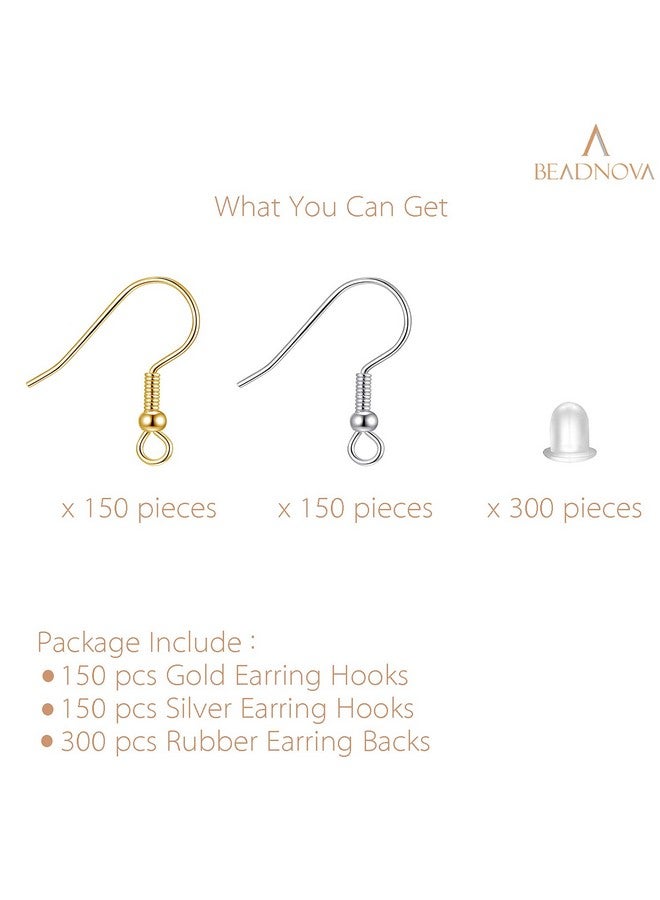 BEADNOVA Earring Hooks 300Pcs Earring Kits With Rubber Earring Backs Earring Hook For Jewelry Making Diy Earring Supplies (300Pcs Mix Earring Hooks And 300Pcs Earring Backs Total 600Pcs) - Image 3