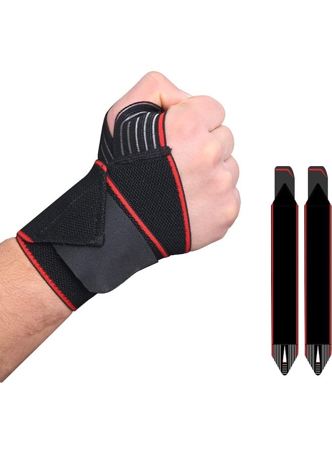 SHOWAY Wrist Brace Weightlifting Brace With Elastic Strap, Carpal Tunnel Hand Support, Wrist Wraps For Sports Exercise, Arthritis For Men, Women, Right & Left (Red) - Image 1