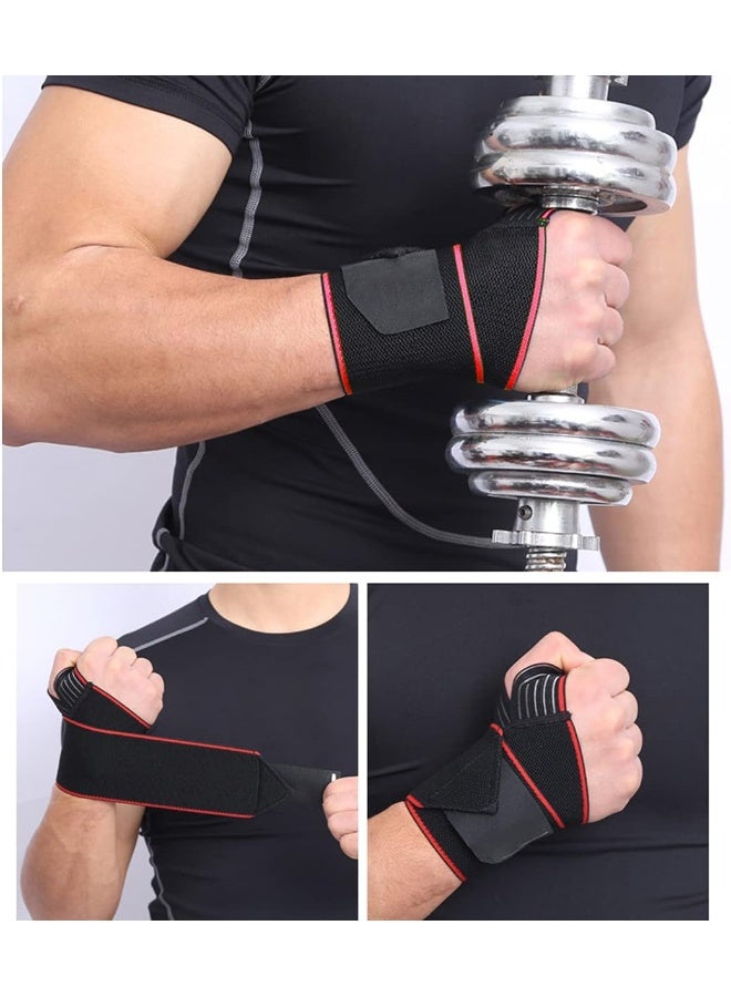 SHOWAY Wrist Brace Weightlifting Brace With Elastic Strap, Carpal Tunnel Hand Support, Wrist Wraps For Sports Exercise, Arthritis For Men, Women, Right & Left (Red) - Image 3