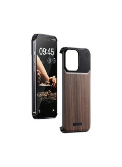 Compatible with Aromatherapy metal Leather Case For Apple Iphone 15 pro max - Brown wood