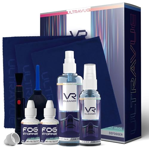 UltraVue VR Cleaning Kit and Anti-Fog Treatment - Includes VR Cleaner Gel Sprays, Microfiber Cloths, Anti Fog Drop Treatments, Brush and Air Bladder with Precision Nozzle - Image 1