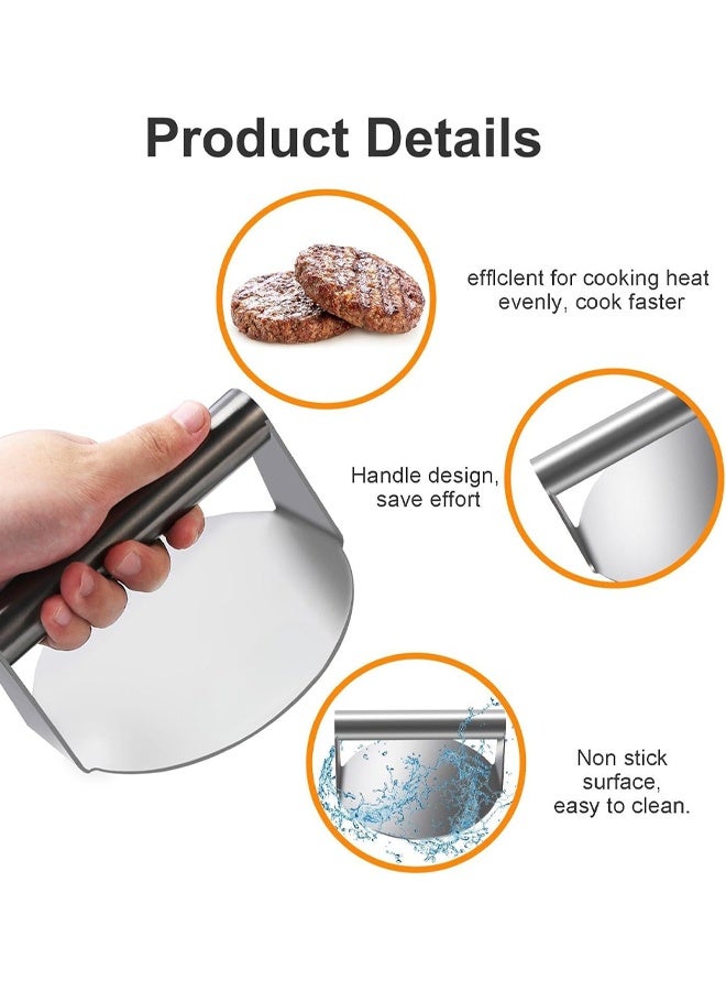 Stainless Steel Burger Press, Round Burger Smasher, Smasher Hamburger Round Stainless Steel Smash Burger Patty Press For Delicious Hamburgers, Patties, BBQ and Sandwiches - Image 3