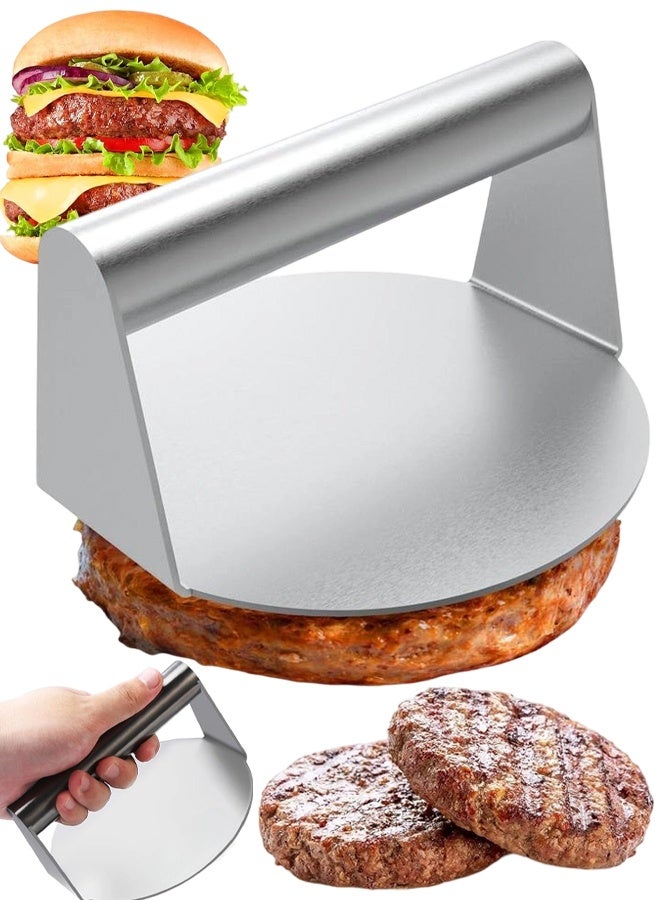 Stainless Steel Burger Press, Round Burger Smasher, Smasher Hamburger Round Stainless Steel Smash Burger Patty Press For Delicious Hamburgers, Patties, BBQ and Sandwiches - Image 1