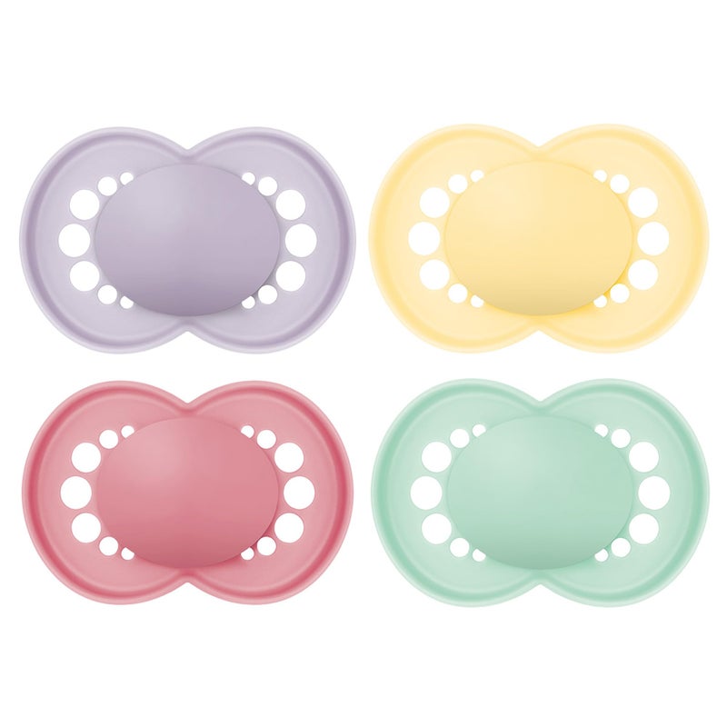 MAM Original Matte Baby Pacifiers 6-16 Months, Binky for Newborn Babies, BPA-Free Skin Soft Silicone Nipple, Easy to Clean, Developed with Medical Experts, 4 Count, Made in Europe - Image 1