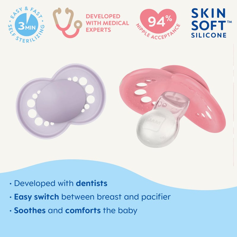 MAM Original Matte Baby Pacifiers 6-16 Months, Binky for Newborn Babies, BPA-Free Skin Soft Silicone Nipple, Easy to Clean, Developed with Medical Experts, 4 Count, Made in Europe - Image 2