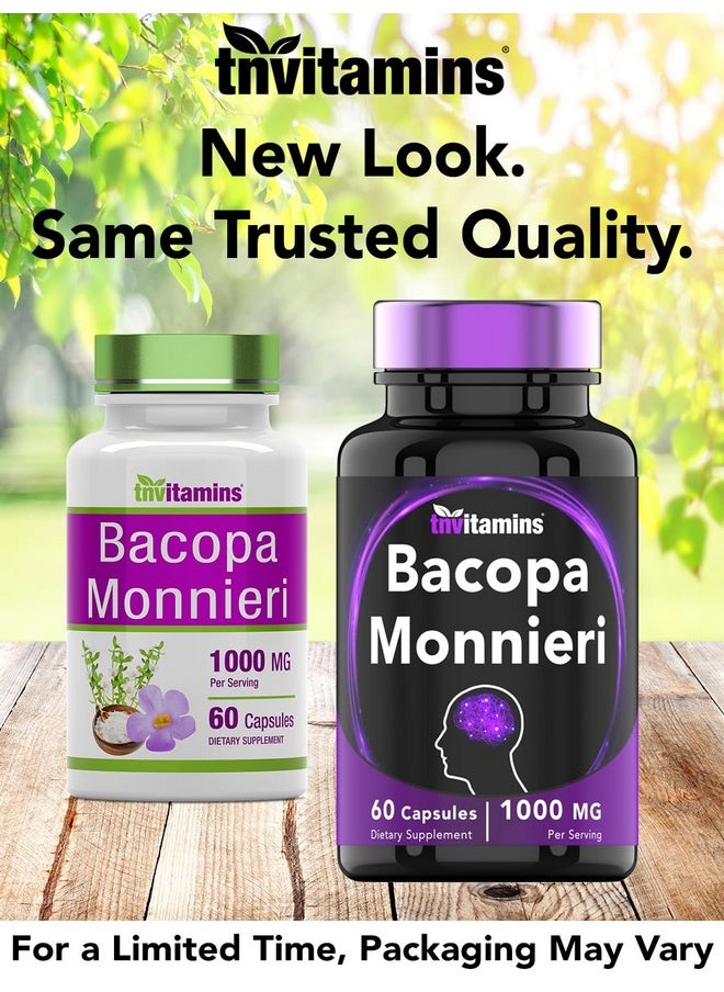 tnvitamins - Bacopa Monnieri Capsules 1000 Mg (60 Capsules) ; Nootropic Brain Support Supplement* ; Bacopa Leaf Extract Powder Pills - Image 1
