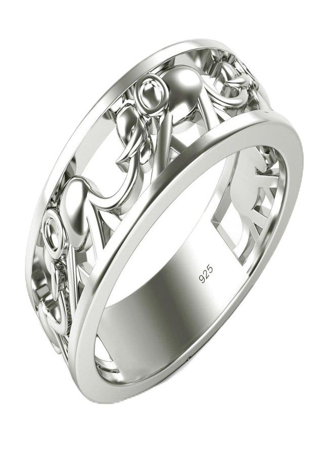 Metal Factory Sz 8 Sterling Silver 925 Elephant Migration Ring - Image 1