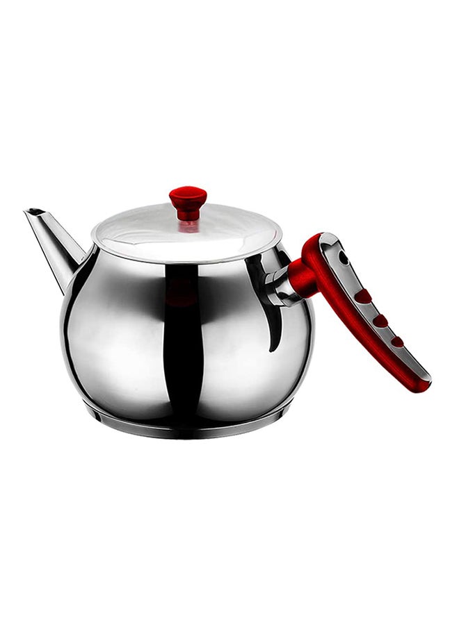 Hascevher 1.5L 18/10 Stainless Steel Apple Teapot with Red Handle Stovetop Tea Kettle Water Boiler Mirror Finish Kitchen Essential