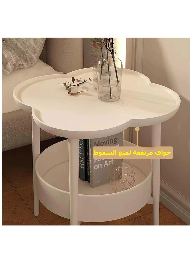 Generic White Side Table, Removable Petal Shape Tray Table, 2-Tier End Table with Storage Shelf Basket, Coffee Table, Nightstand Accent Table, for Living Room Bedroom Office, Patio Yard Balcony Garden  - Image 5