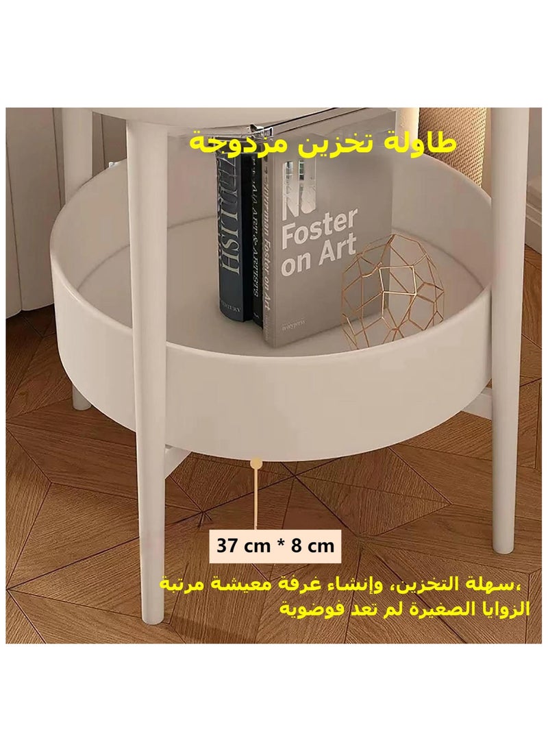 Generic White Side Table, Removable Petal Shape Tray Table, 2-Tier End Table with Storage Shelf Basket, Coffee Table, Nightstand Accent Table, for Living Room Bedroom Office, Patio Yard Balcony Garden  - Image 3