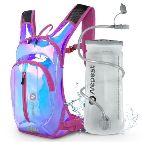 Nepest Hydration Pack Backpack with 2L Water Bladder Rave Water Backpack for Festival Hiking Running Biking Pink - Image 1
