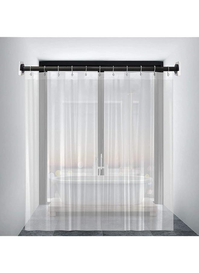 erorex - Adhesive Shower Curtain Rod Holder 2Pcs Wall Mount Bathroom Tension Pole Retainer Brackets With Super Sticky Tape For Quick Stick On And Stainless Steel Screws For Drilling Installation - Image 1
