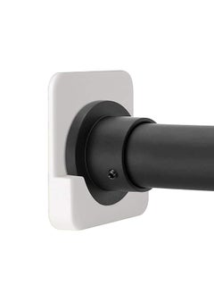 Adhesive Shower Curtain Rod Holder 2Pcs Wall Mount Bathroom Tension Pole Retainer Brackets With Super Sticky Tape For Quick Stick On And Stainless Steel Screws For Drilling Installation