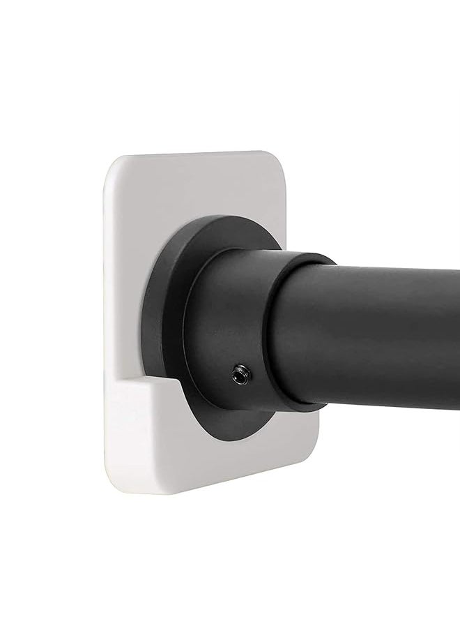 erorex - Adhesive Shower Curtain Rod Holder 2Pcs Wall Mount Bathroom Tension Pole Retainer Brackets With Super Sticky Tape For Quick Stick On And Stainless Steel Screws For Drilling Installation - Image 1