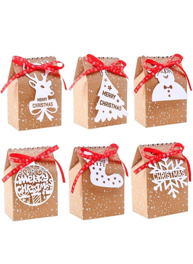 CCINEE 24Pcs Bulk Christmas Goodies Bags,Kraft Holiday Gift Bags Christmas Gift Bags With Tags Snowflake Ribbons For Christmas Party Supplies - Image 1