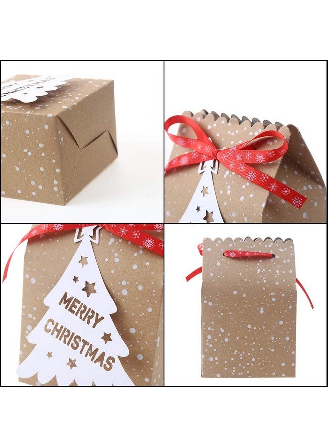CCINEE 24Pcs Bulk Christmas Goodies Bags,Kraft Holiday Gift Bags Christmas Gift Bags With Tags Snowflake Ribbons For Christmas Party Supplies - Image 3