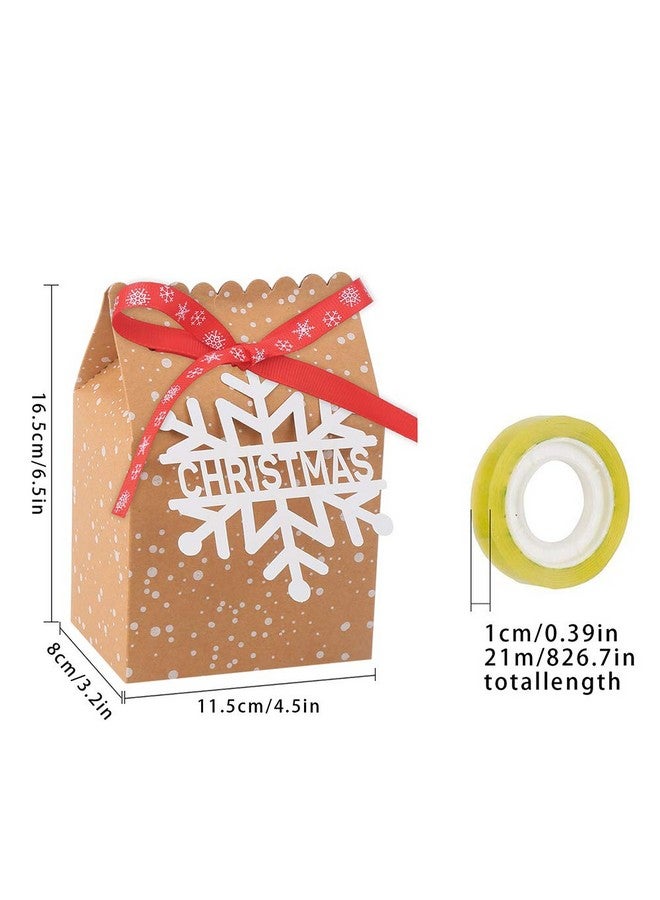 CCINEE 24Pcs Bulk Christmas Goodies Bags,Kraft Holiday Gift Bags Christmas Gift Bags With Tags Snowflake Ribbons For Christmas Party Supplies - Image 2