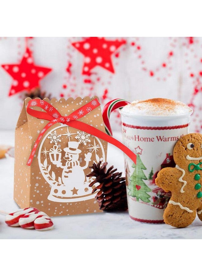CCINEE 24Pcs Bulk Christmas Goodies Bags,Kraft Holiday Gift Bags Christmas Gift Bags With Tags Snowflake Ribbons For Christmas Party Supplies - Image 5