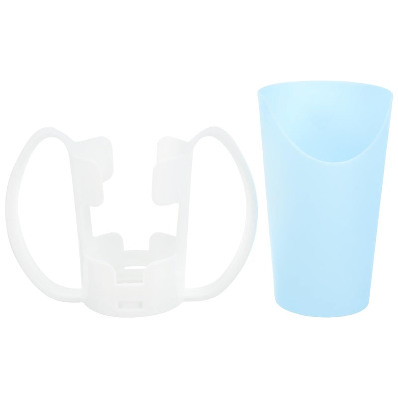 Blue Feeding Cup with Spill Resistant Lid and Holder for Bedridden Elderly Patients - Image 2