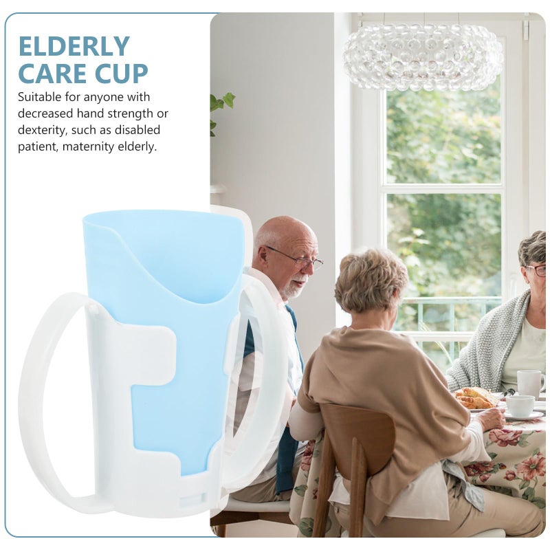 Blue Feeding Cup with Spill Resistant Lid and Holder for Bedridden Elderly Patients - Image 4