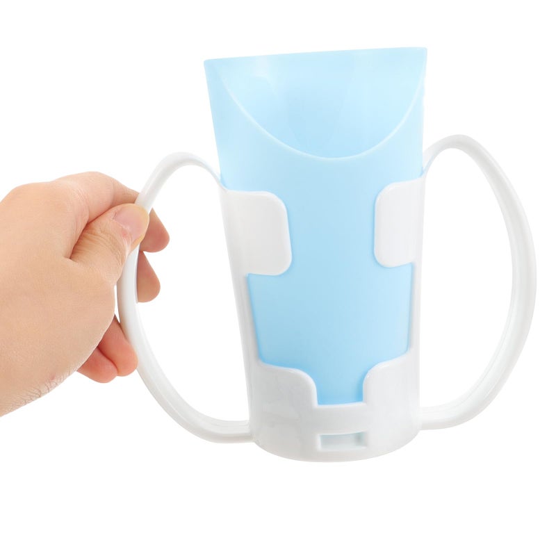 Blue Feeding Cup with Spill Resistant Lid and Holder for Bedridden Elderly Patients - Image 5