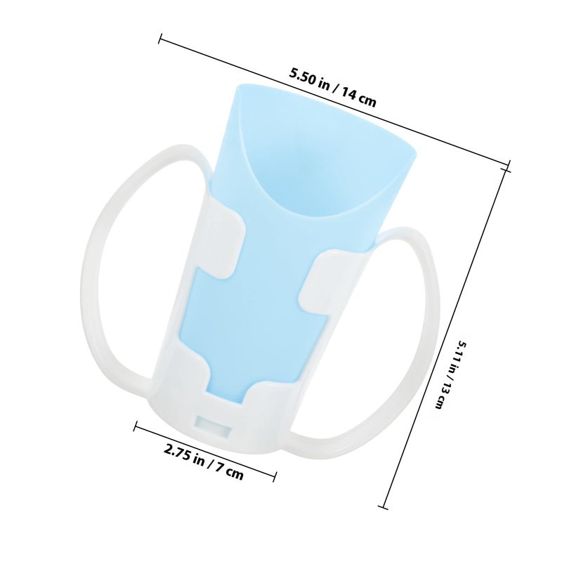 Blue Feeding Cup with Spill Resistant Lid and Holder for Bedridden Elderly Patients - Image 3