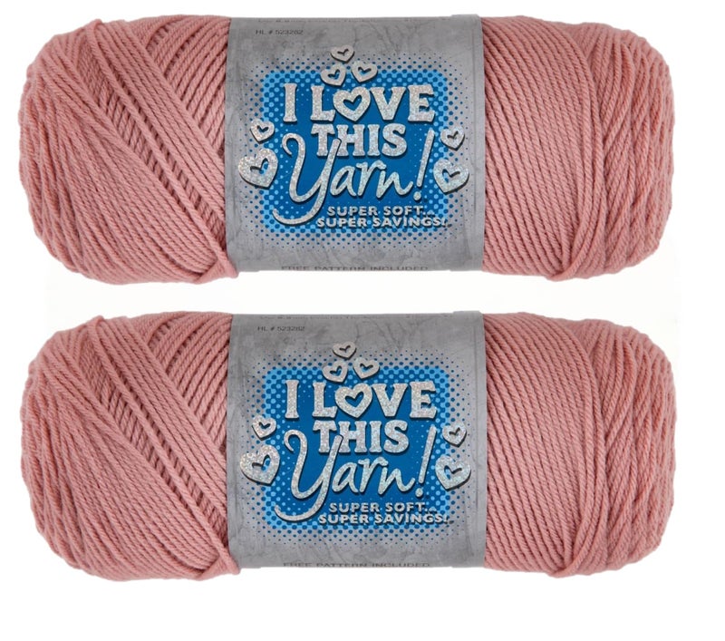 Hobby Lobby I Love This Yarn - 4 Medium 100% Acrylic Yarn for Crocheting & Knitting Blankets, Hats & Accessories, Set of 2, 101 Rosy Cheeks - Image 1