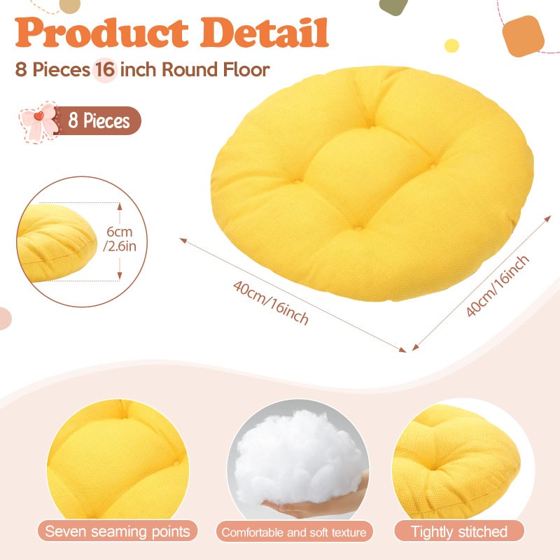 Fumete 8 Pcs 16 Inch Round Floor Cushions for Kids and Toddlers, Flexible Seating Classroom Furniture Floor Pillow for Home, Daycare, Preschool, Yoga and Meditation (Fall) - Image 3