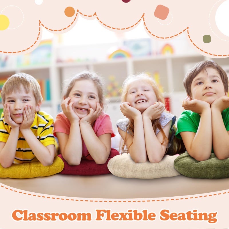 Fumete 8 Pcs 16 Inch Round Floor Cushions for Kids and Toddlers, Flexible Seating Classroom Furniture Floor Pillow for Home, Daycare, Preschool, Yoga and Meditation (Fall) - Image 5