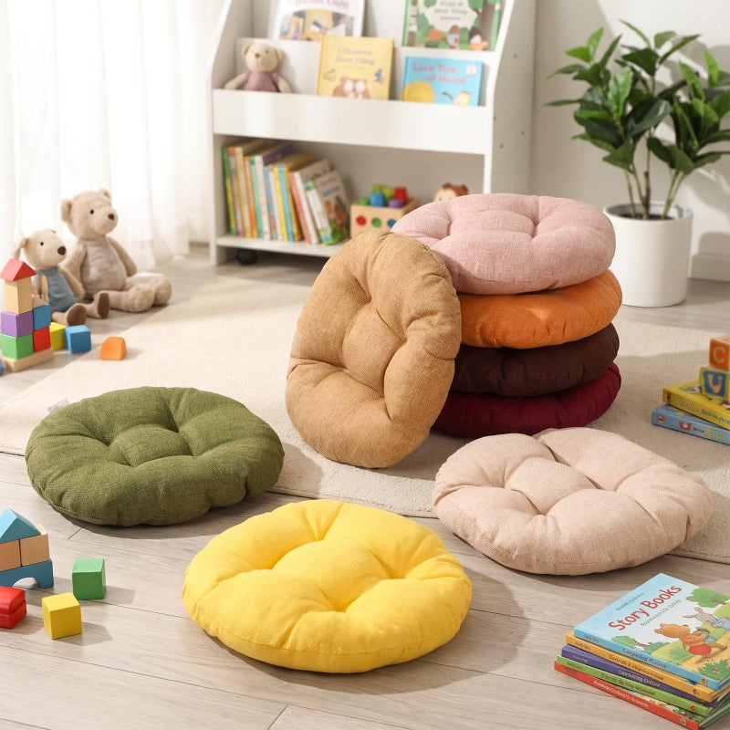 Fumete 8 Pcs 16 Inch Round Floor Cushions for Kids and Toddlers, Flexible Seating Classroom Furniture Floor Pillow for Home, Daycare, Preschool, Yoga and Meditation (Fall) - Image 4