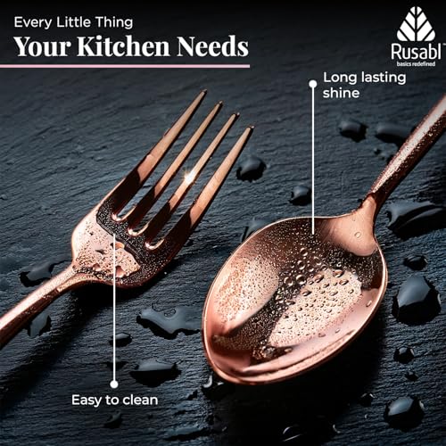 Rusabl Cutlery (Set of 6, Stainless Steel PVD Rose Gold Spoons - 3 and Forks - 3), 100% Food Grade, Non Toxic, Anti-Rust, Dishwasher Safe, Perfect Gifting Set for All Occasions - Image 3