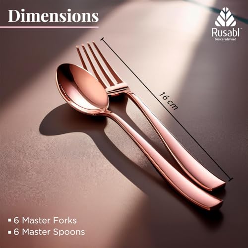 Rusabl Cutlery (Set of 6, Stainless Steel PVD Rose Gold Spoons - 3 and Forks - 3), 100% Food Grade, Non Toxic, Anti-Rust, Dishwasher Safe, Perfect Gifting Set for All Occasions - Image 5