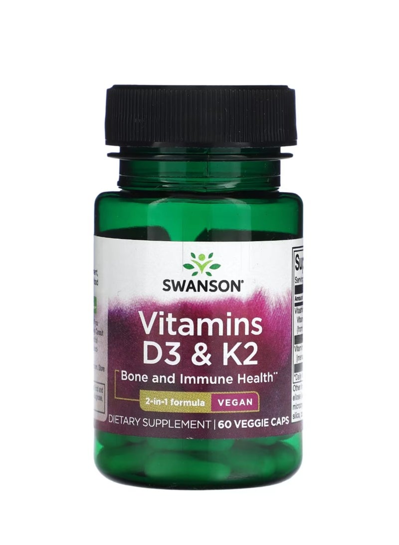 SWANSON Vitamins D3 & K2 60 Veggie Caps - Image 1