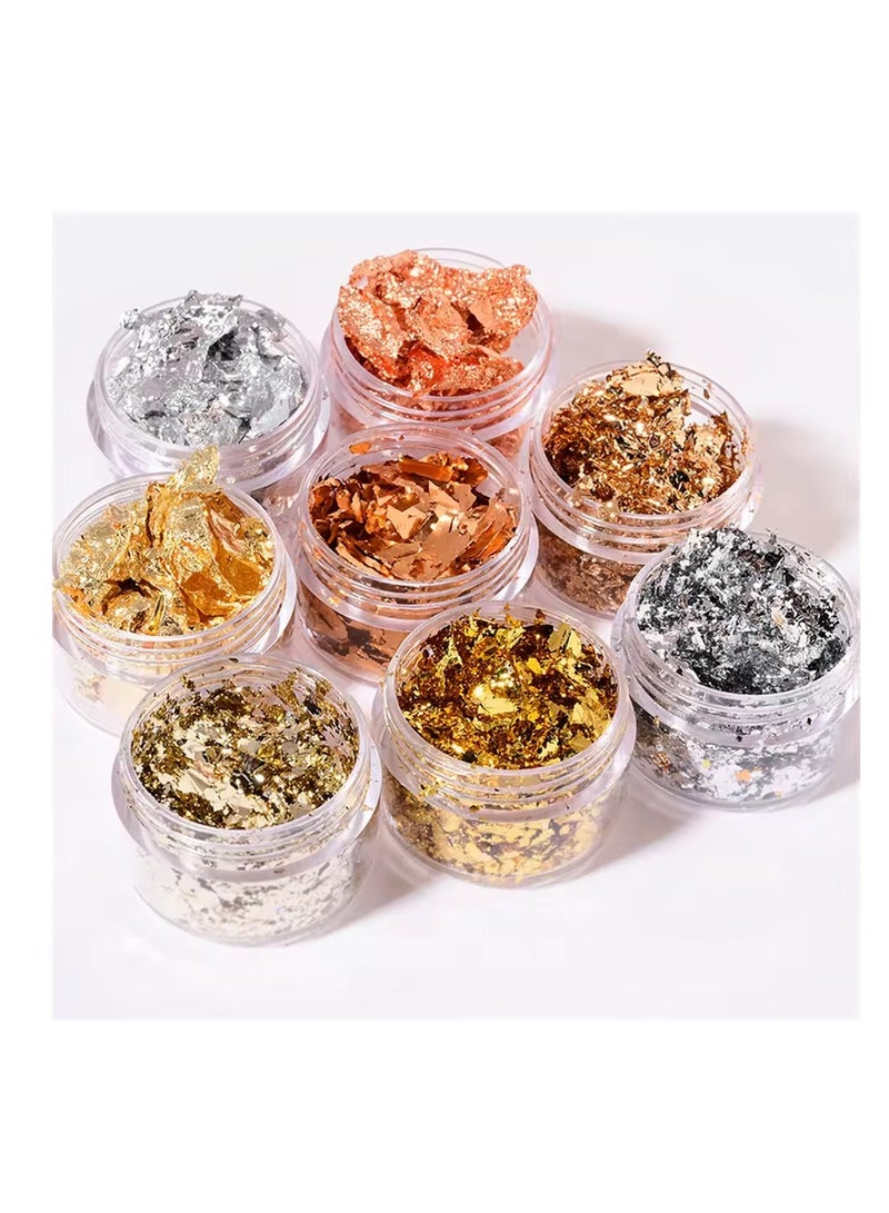 Generic 12pcs Gold Silver Copper Glitter Metallic Foil Flakes Nail Art Decorations Nail Art Crafts  - Image 1