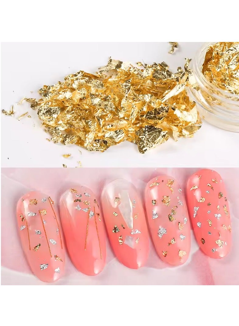 Generic 12pcs Gold Silver Copper Glitter Metallic Foil Flakes Nail Art Decorations Nail Art Crafts  - Image 4