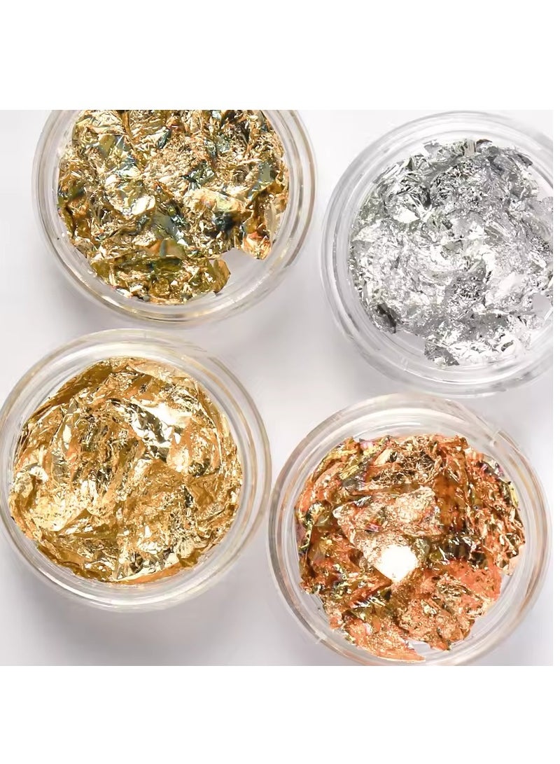 Generic 12pcs Gold Silver Copper Glitter Metallic Foil Flakes Nail Art Decorations Nail Art Crafts  - Image 5
