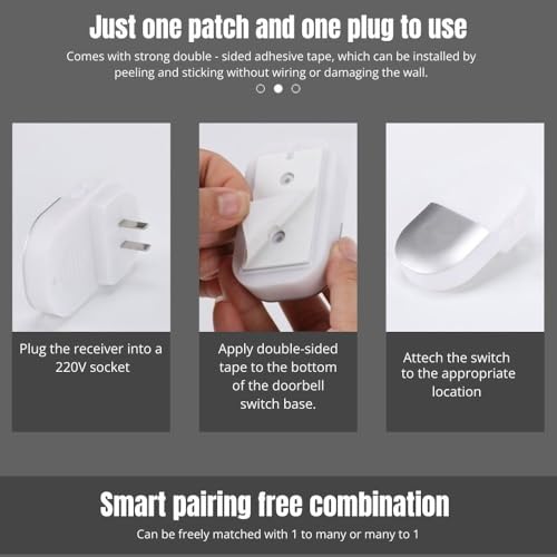 Ash  Roh Ash & Roh Digital Smart Wireless Door Bell Waterproof with Receivers 200m Range Colorful Lights Easy Plug & Play Installation Perfect for House, Villa, Office & Shops (Silver One Bell One Receivers) - Image 3