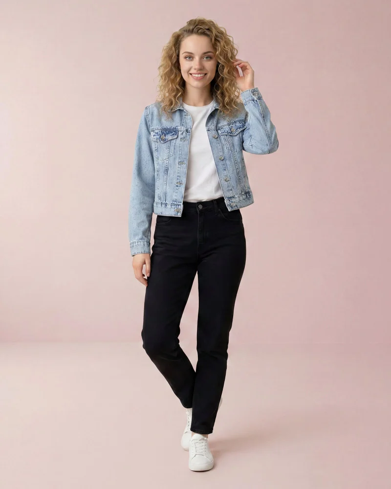 Redtag Women Blue Studded Jacket