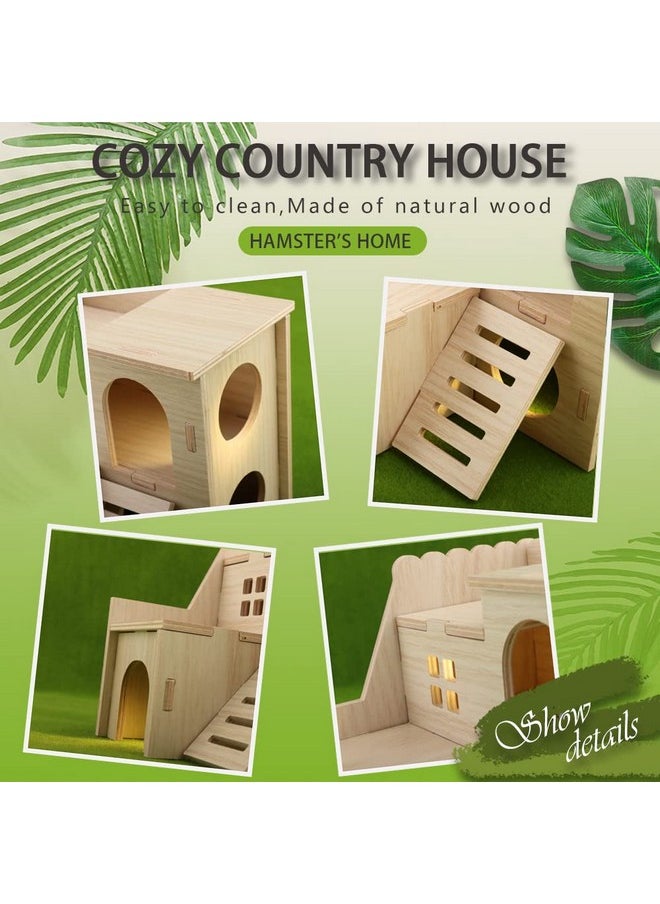 kcrygogo - Tiny Hamster Maze Wood House Fun Slide House DoubleDecker Hut For Dwarf Gerbil Mouse Mice Rat Small Animals(Only For Small Hamster) - Image 1