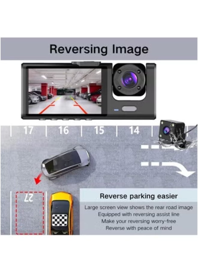 TIGER 3-Channel Dash Cam with 1080P Full HD Front, Rear & Inside Recording | Infrared Night Vision, Wide-Angle Lenses, Loop Recording, G-Sensor, 24-Hour Parking Monitor & 32GB SD Card Included | Car Camera for Taxis, Rideshare & Family Vehicles  - Image 3